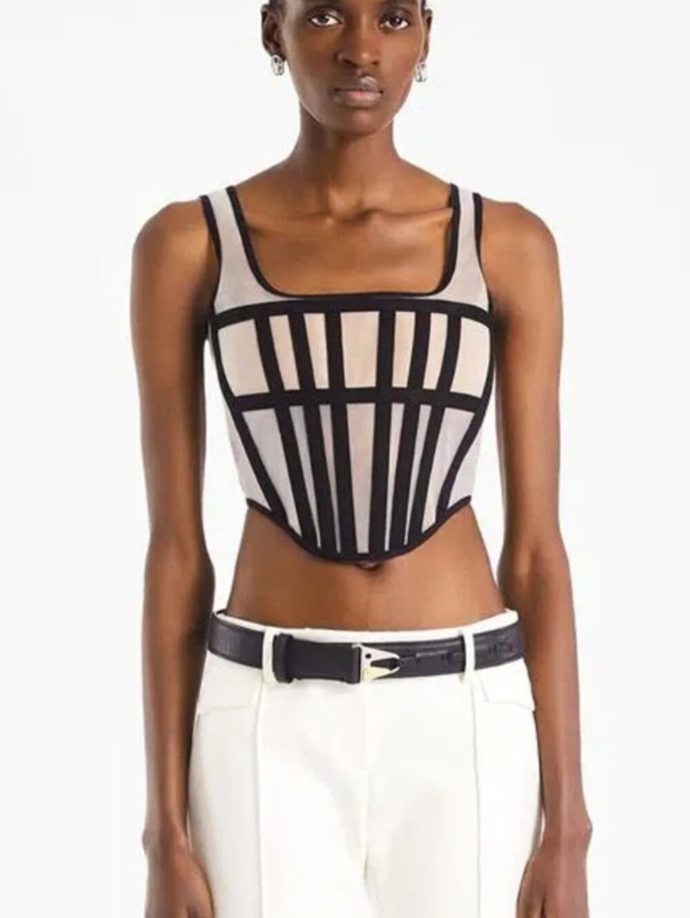Dion lee Spacer Knit Corset Top Mesh Semi Sheer Contrast Tape Aus8 Us4
